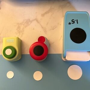 3 Circle Paper Punches, .75”, 1”, and 1.5” for card making scrapbooking crafts